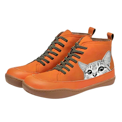 Fenna - Stivaletti in pelle per amanti dei gatti