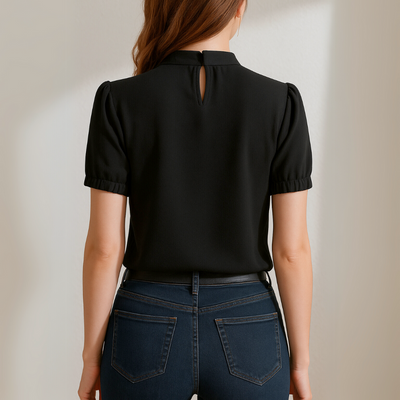 Sofia™ | Plisseret Cold Shoulder Bluse