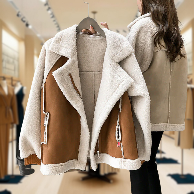 Erin - Giacca Zip-Up in Faux Shearling