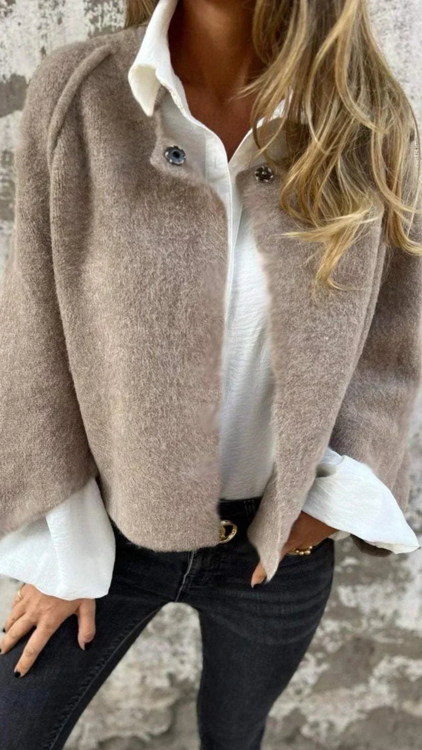 Amalia - Cardigan in Lana a Maniche Lunghe con Collo Rotondo