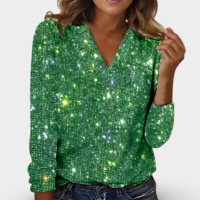 Sofia™ | V-hals Diamant Bluse