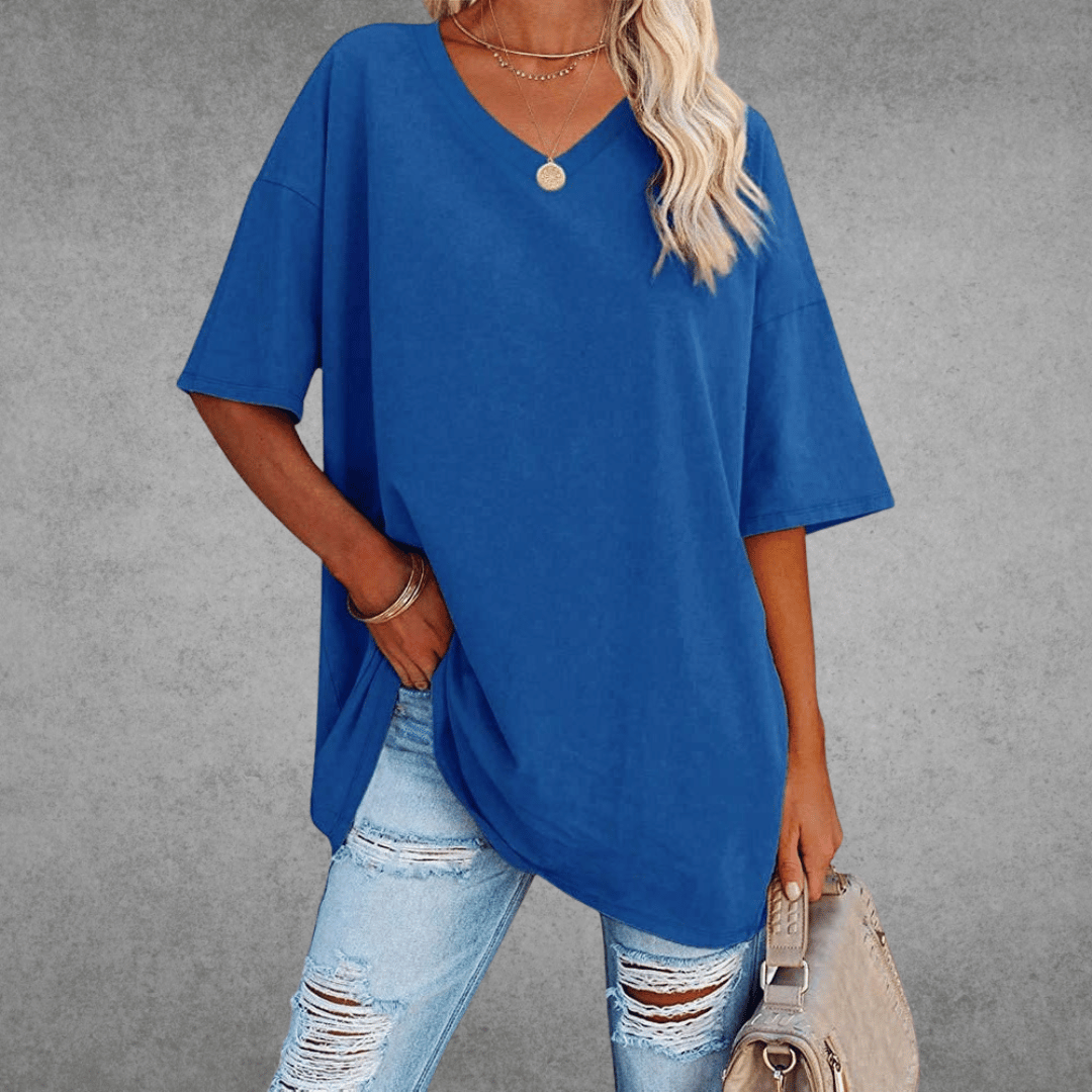 Sofia™ | Stilfuld Oversized V-Hals T-shirt