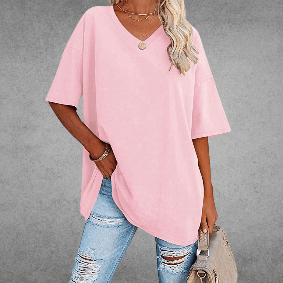 Sofia™ | Stilfuld Oversized V-Hals T-shirt