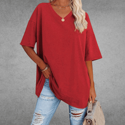 Sofia™ | Stilfuld Oversized V-Hals T-shirt