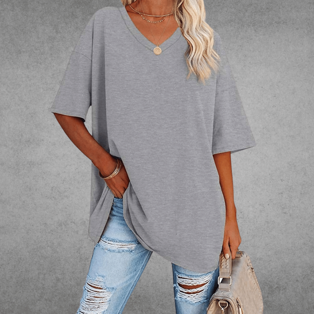 Sofia™ | Stilfuld Oversized V-Hals T-shirt