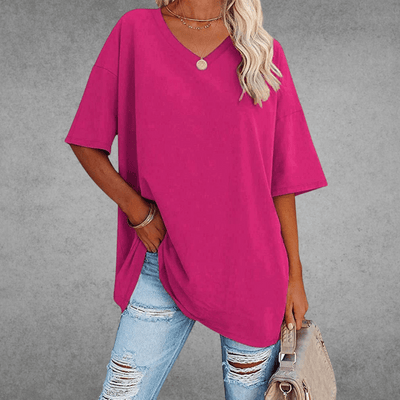 Sofia™ | Stilfuld Oversized V-Hals T-shirt