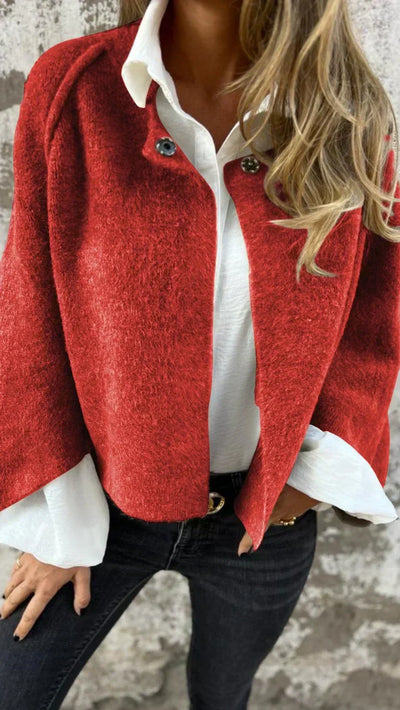 Amalia - Cardigan in Lana a Maniche Lunghe con Collo Rotondo