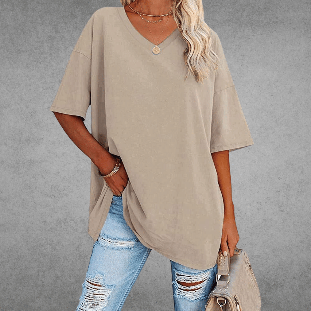 Sofia™ | Stilfuld Oversized V-Hals T-shirt