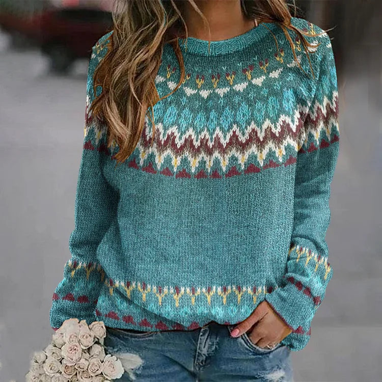 Regina | Retro Bølge Mønster Sweater