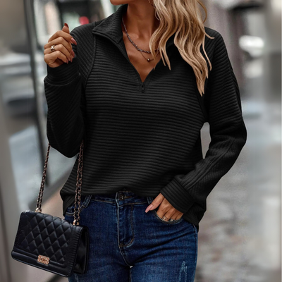 Suzanne - Pullover Dettagliato con Mezzo Zip