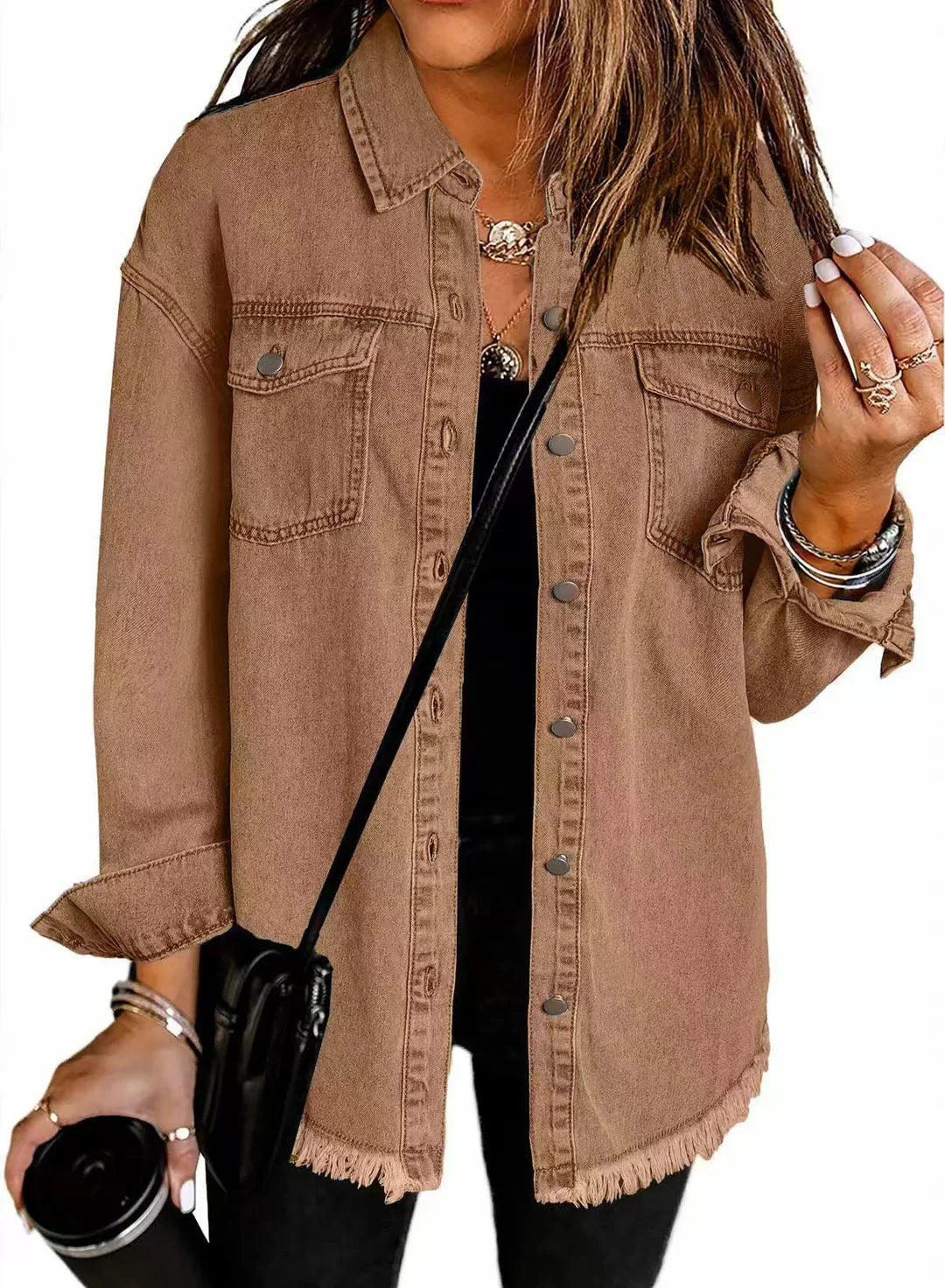 Jolien I Giacca di Jeans a Maniche Lunghe con Tasche