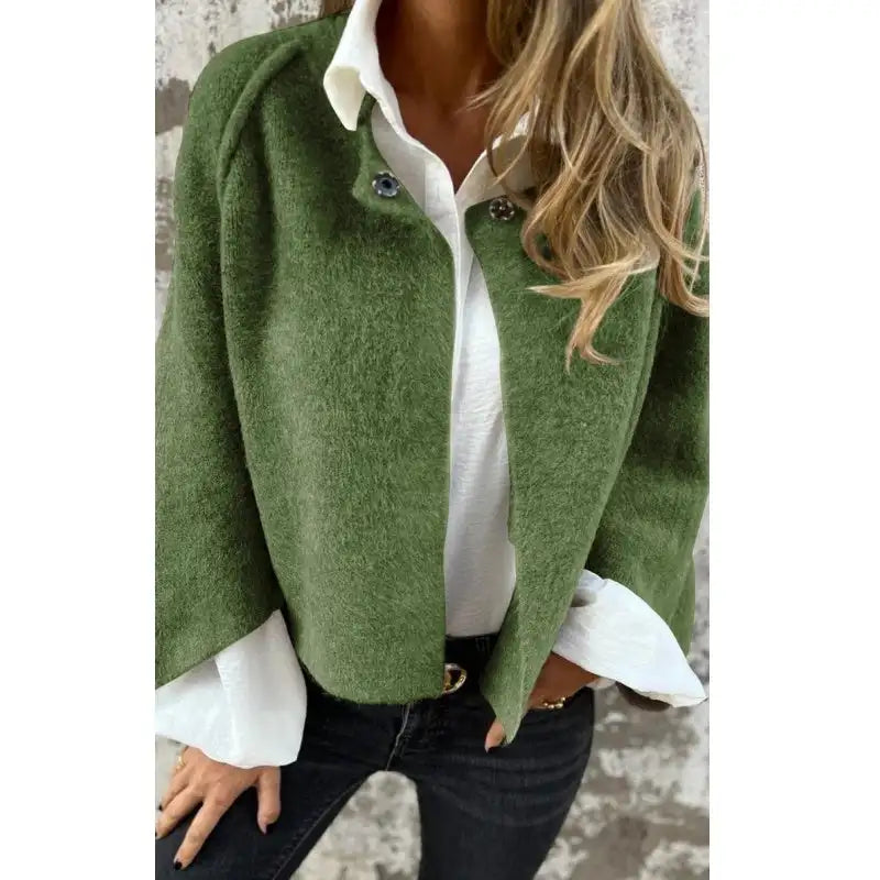 Amalia - Cardigan in Lana a Maniche Lunghe con Collo Rotondo