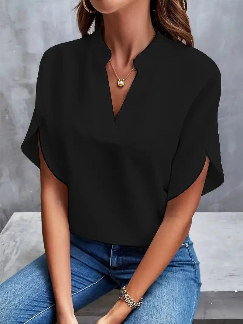 Sofia™ | Stilfuld V-Hals Flydende Bluse
