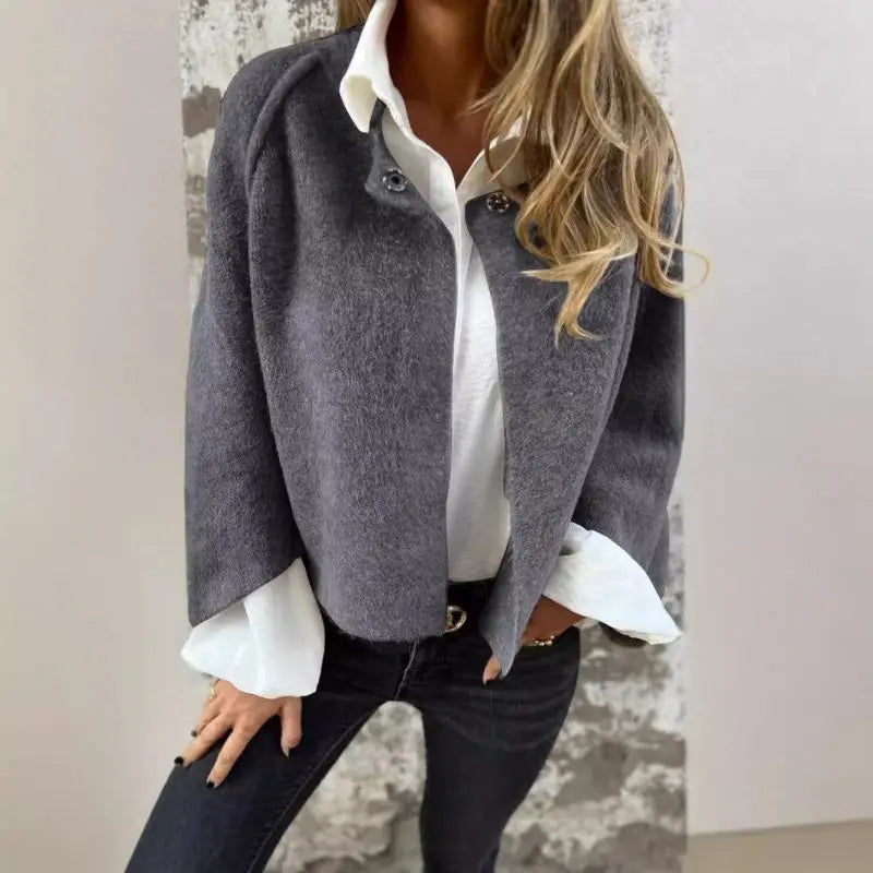 Amalia - Cardigan in Lana a Maniche Lunghe con Collo Rotondo