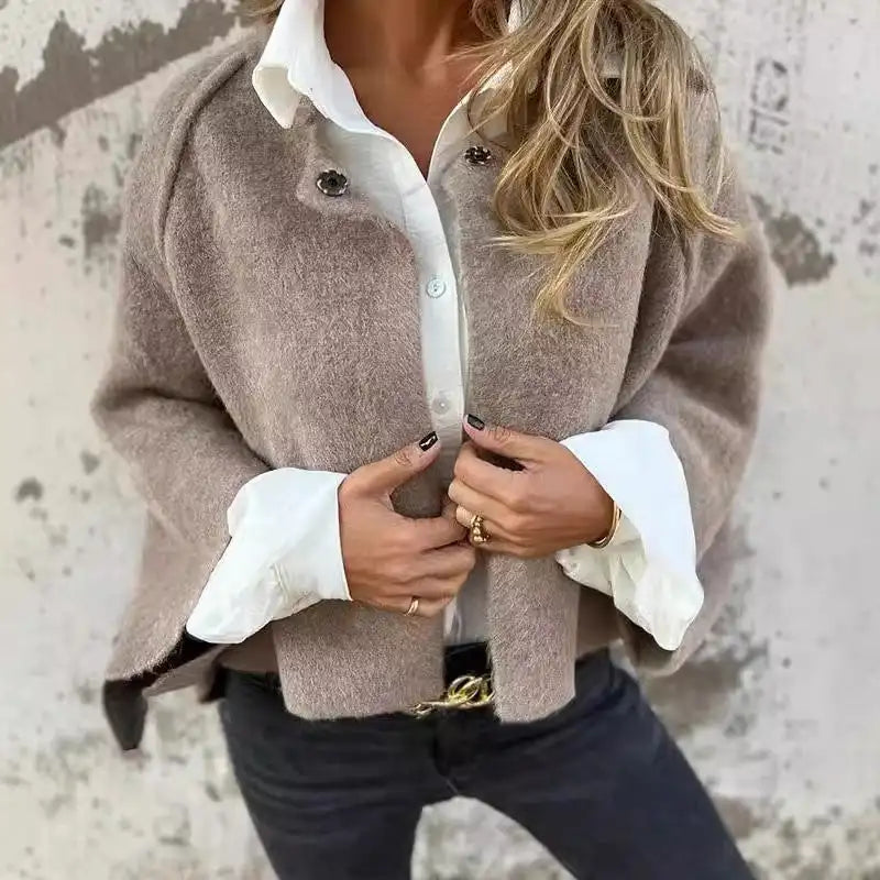 Amalia - Cardigan in Lana a Maniche Lunghe con Collo Rotondo