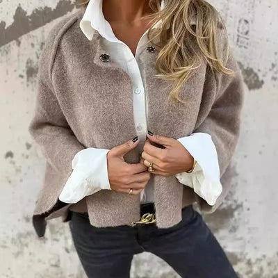 Amalia - Cardigan in Lana a Maniche Lunghe con Collo Rotondo