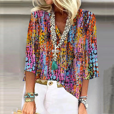 Sofia™ | Livlig Print Boho Bluse