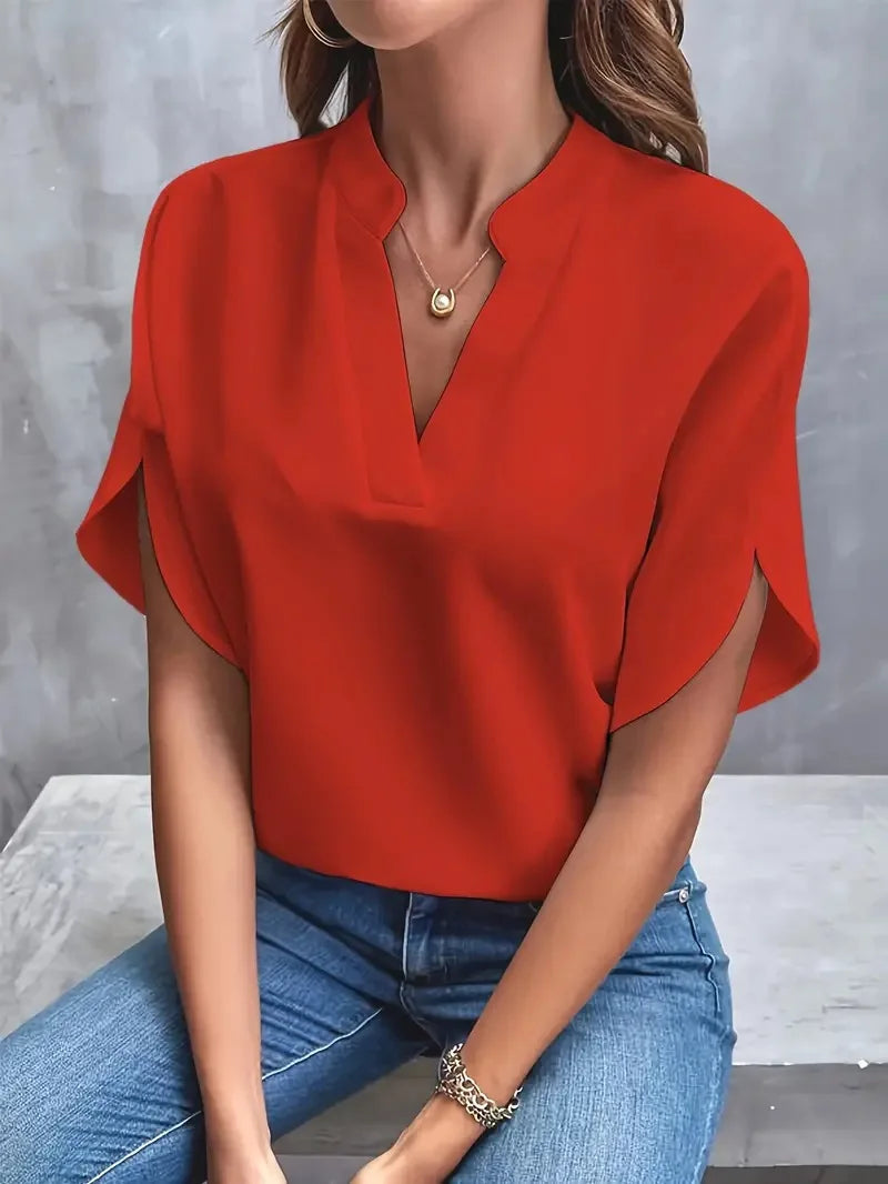 Sofia™ | Stilfuld V-Hals Flydende Bluse