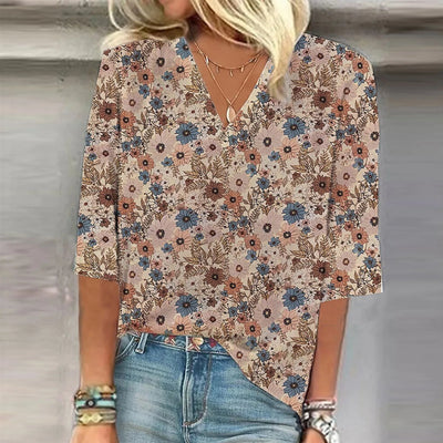 Sofia™ | Livlig Print Boho Bluse
