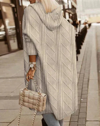 Jelone - Cardigan con Cappuccio a Lunghezza Estesa